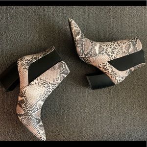 Snake skin print booties
